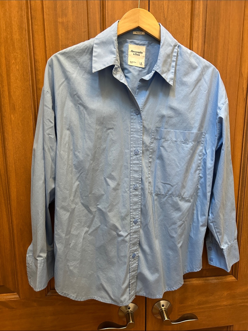 Abercrombie & Fitch Pale Blue Men's Button-Down Shirt size medium oversized